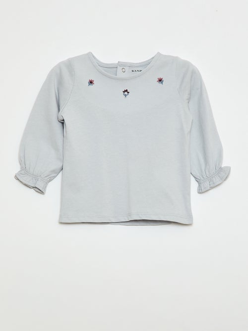 T-shirt à manches longues avec poignets volantés - Kiabi