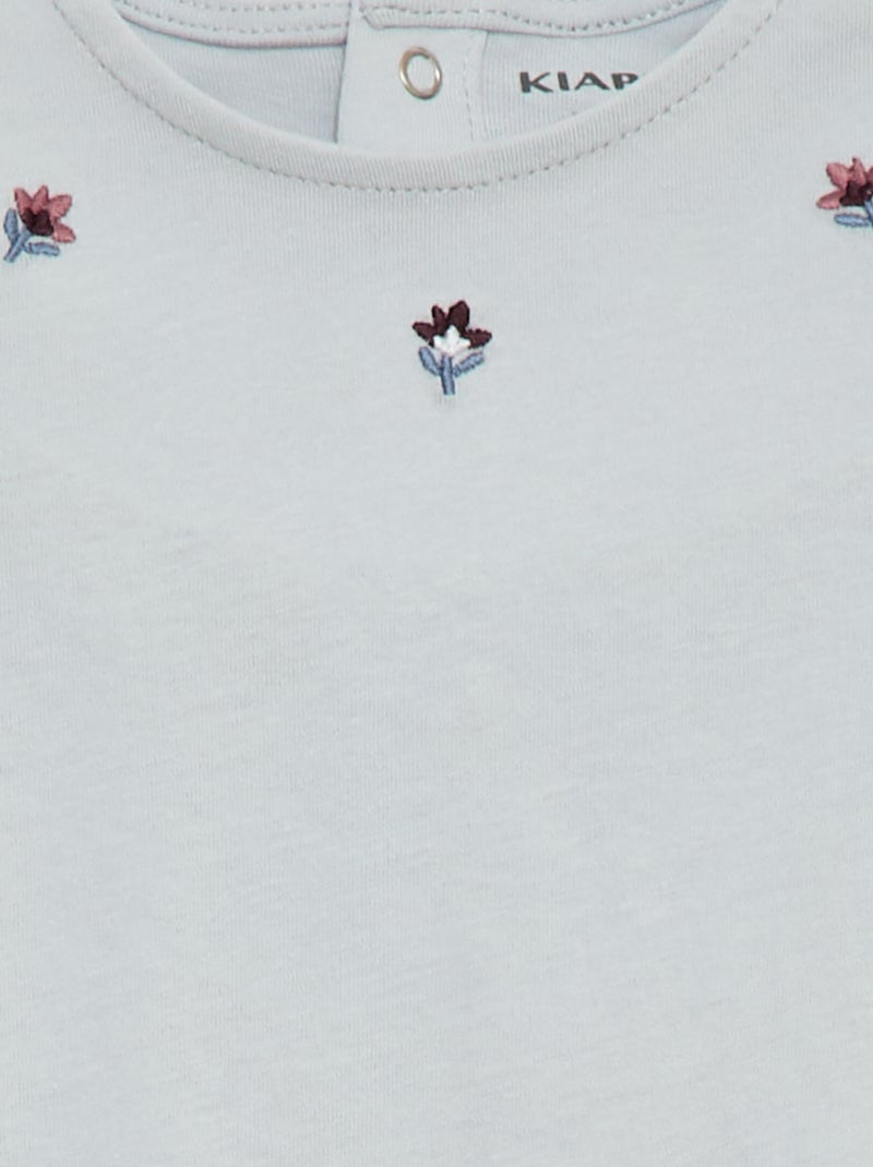 T-shirt à manches longues avec poignets volantés Bleu - Kiabi