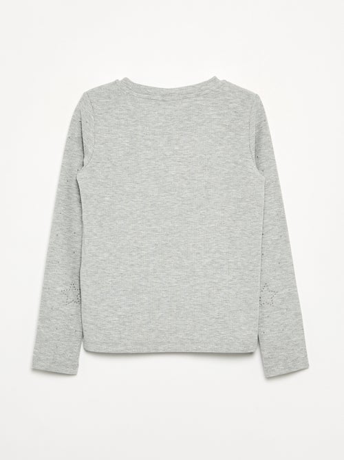 T-shirt à manches longues avec strass - Kiabi