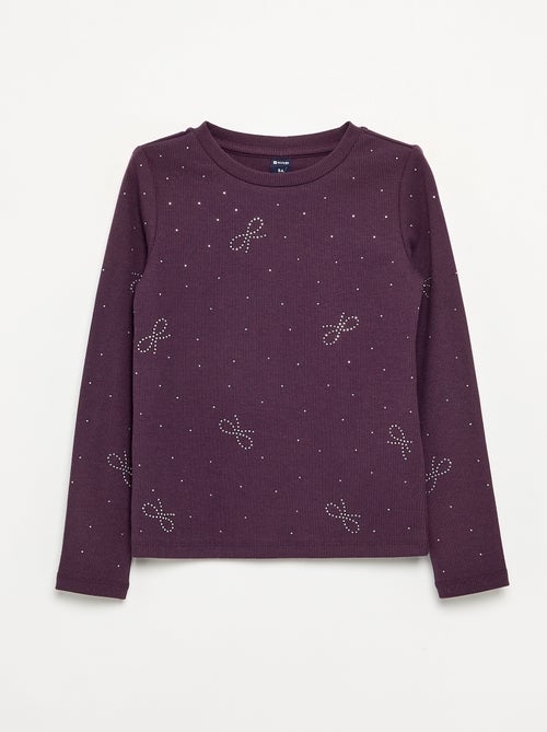 T-shirt à manches longues avec strass - Kiabi