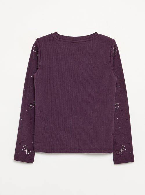 T-shirt à manches longues avec strass - Kiabi