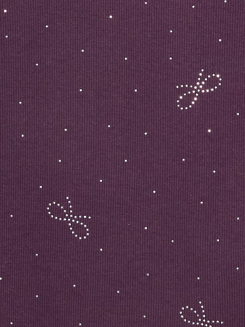 T-shirt à manches longues avec strass Violet - Kiabi