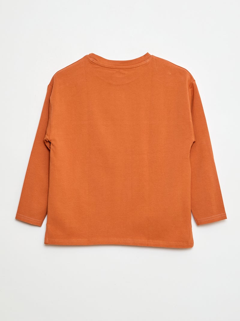 T-shirt à manches longues col rond Marron - Kiabi