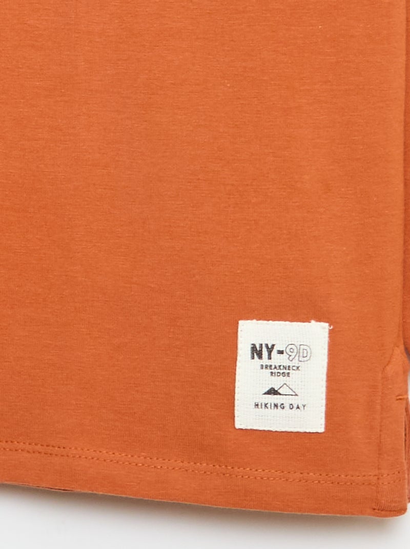 T-shirt à manches longues col rond Marron - Kiabi