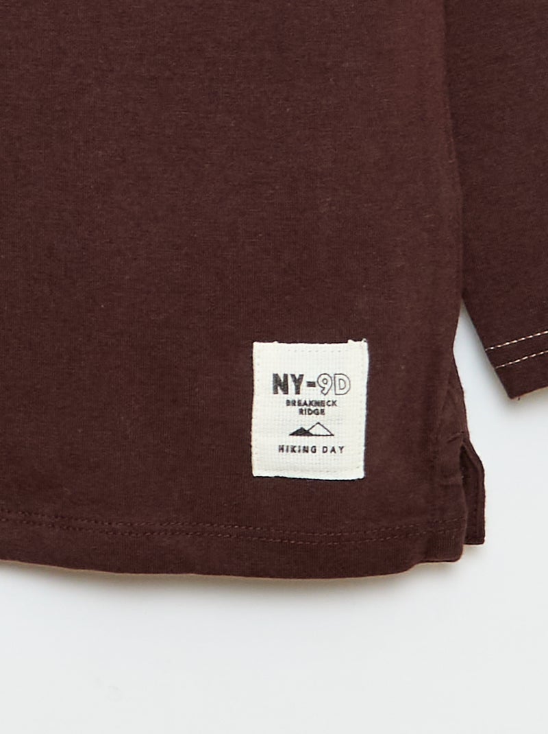 T-shirt à manches longues col rond Marron - Kiabi