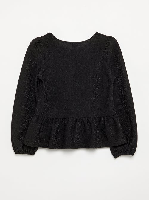 T-shirt à manches longues en maille brillante avec nœuds - Kiabi