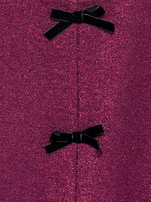 T-shirt à manches longues en maille brillante avec nœuds - Kiabi