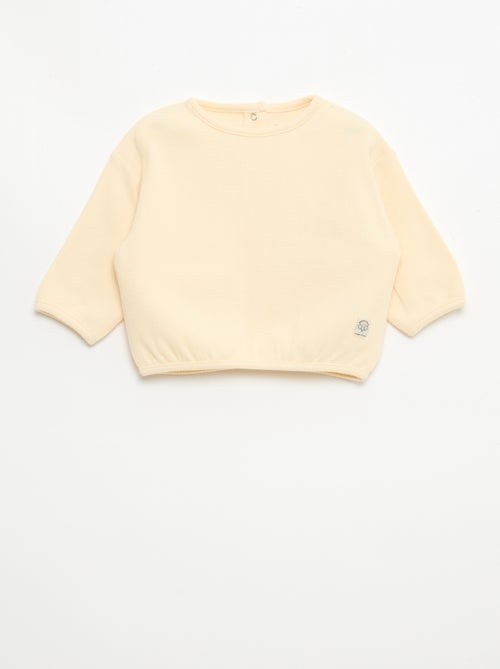 T-shirt à manches longues en maille gaufrée - Kiabi