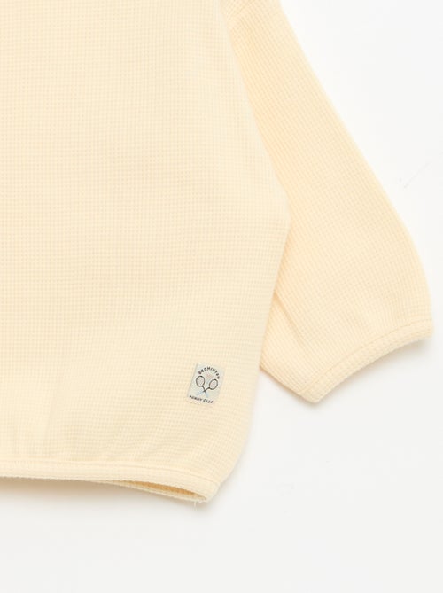 T-shirt à manches longues en maille gaufrée - Kiabi