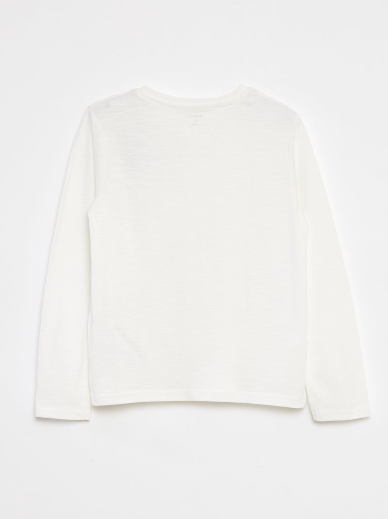 T-shirt à manches longues et col tunisien Blanc - Kiabi