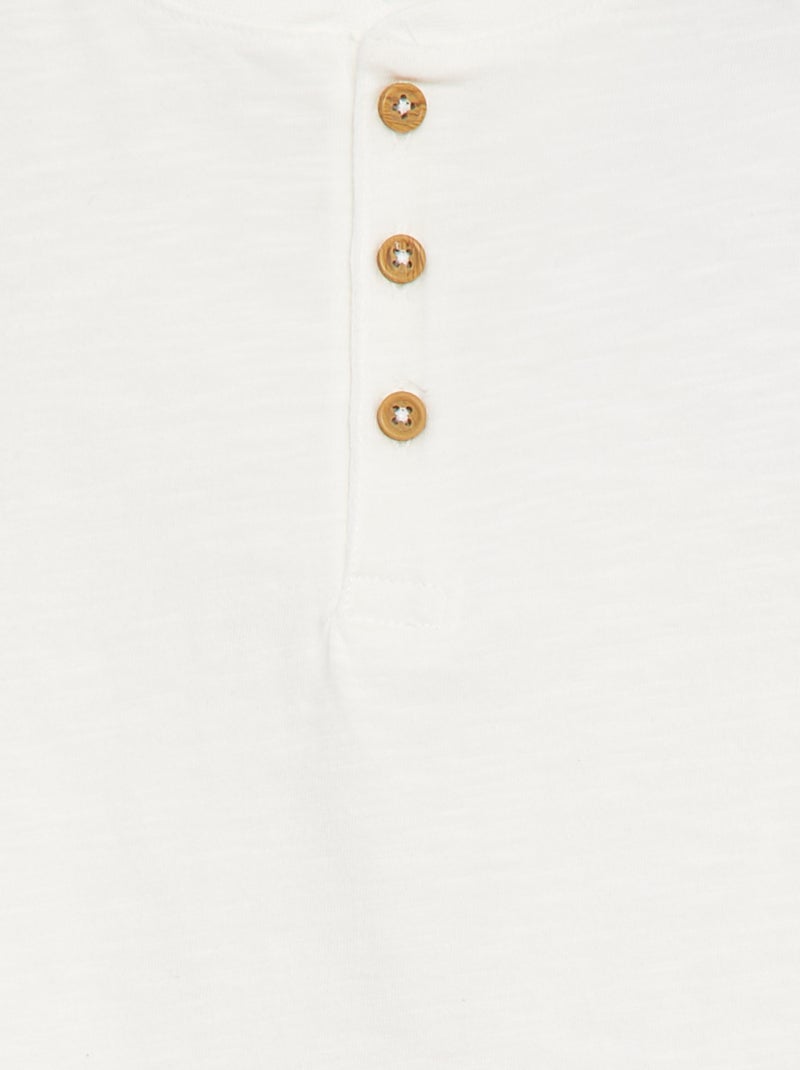 T-shirt à manches longues et col tunisien Blanc - Kiabi