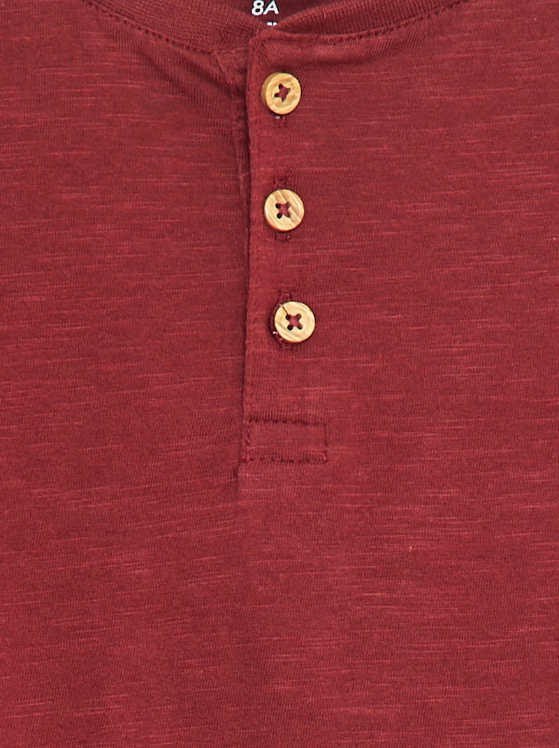 T-shirt à manches longues et col tunisien Marron - Kiabi