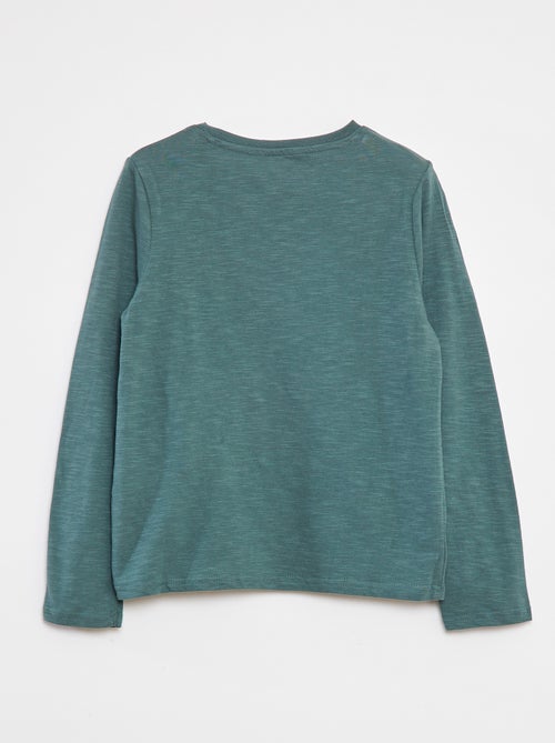 T-shirt à manches longues et col tunisien - Kiabi