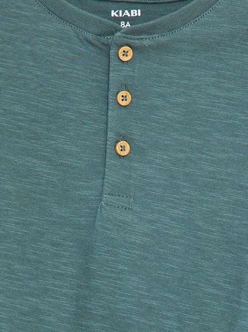 T-shirt à manches longues et col tunisien - Kiabi