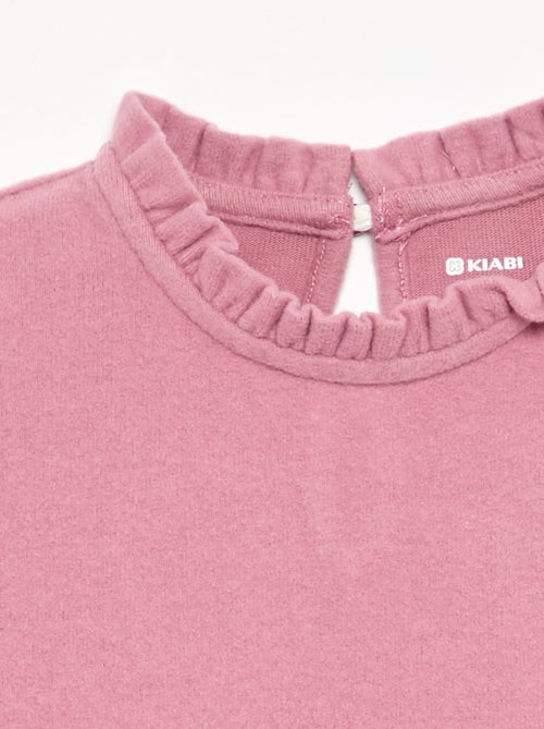 T-shirt à manches longues et col volanté - Kiabi