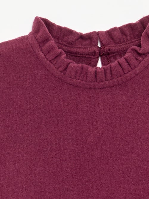 T-shirt à manches longues et col volanté - Kiabi