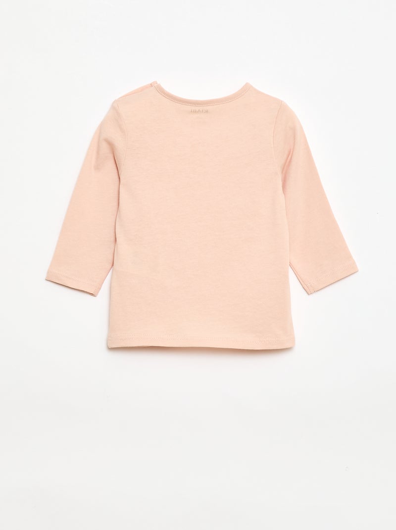 T-shirt à manches longues imprimé Rose - Kiabi