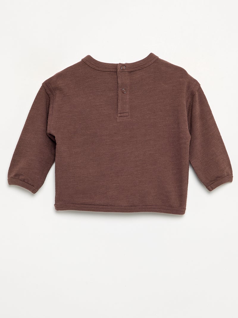 T-shirt à manches longues Marron - Kiabi