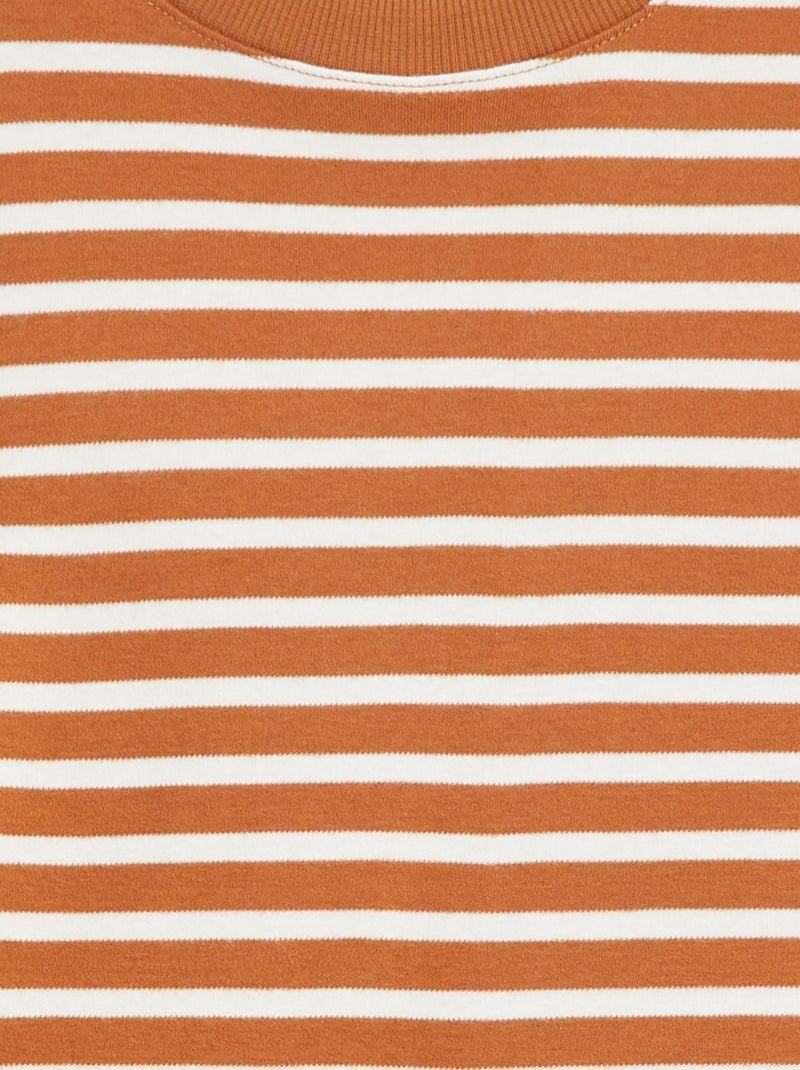 T-shirt à manches longues rayé Beige - Kiabi