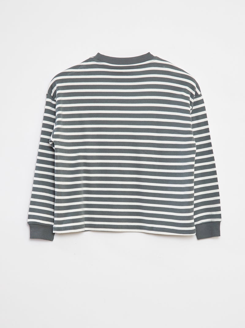 T-shirt à manches longues rayé Kaki - Kiabi