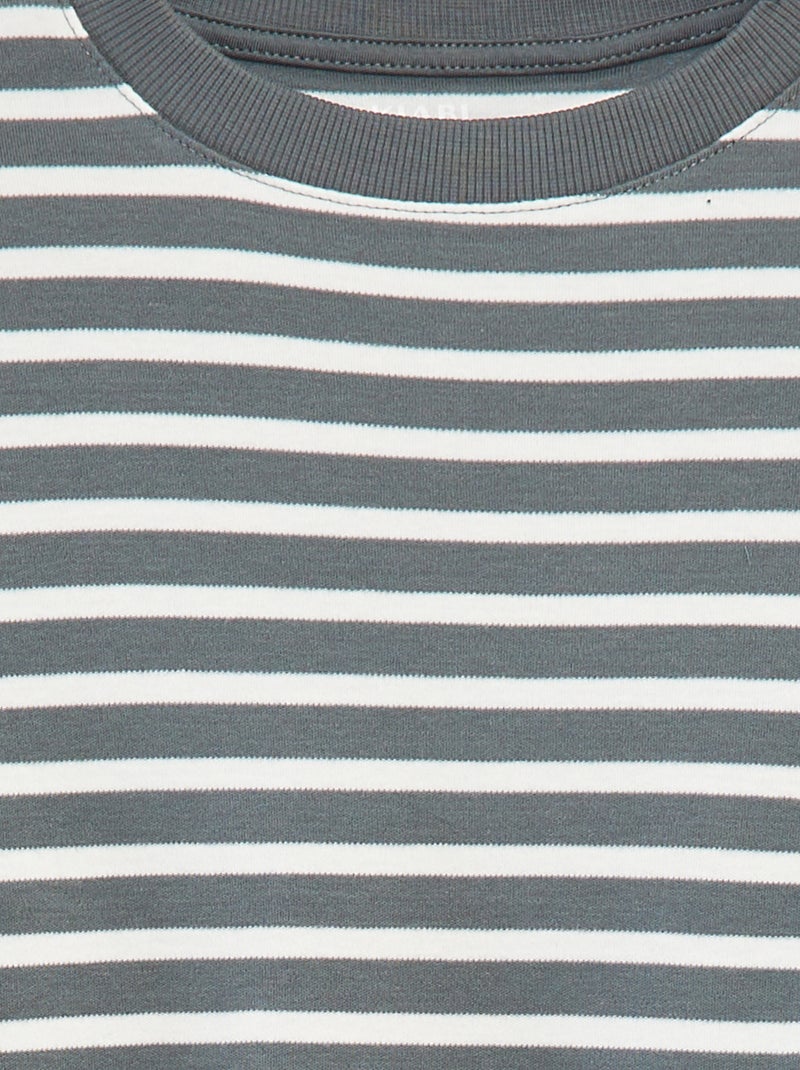 T-shirt à manches longues rayé Kaki - Kiabi