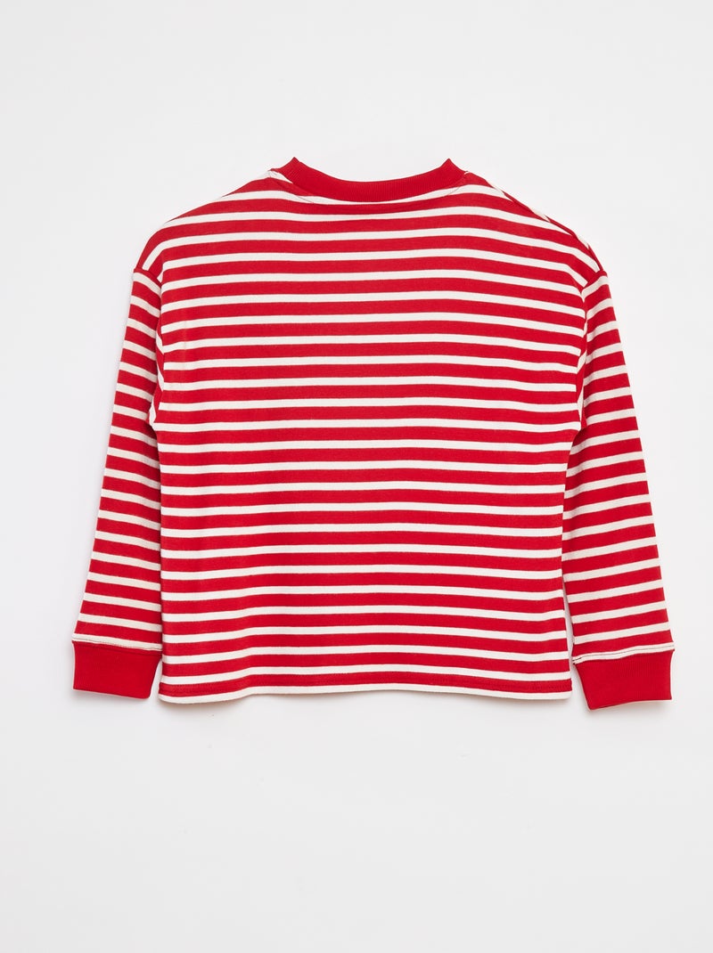 T-shirt à manches longues rayé Rouge - Kiabi