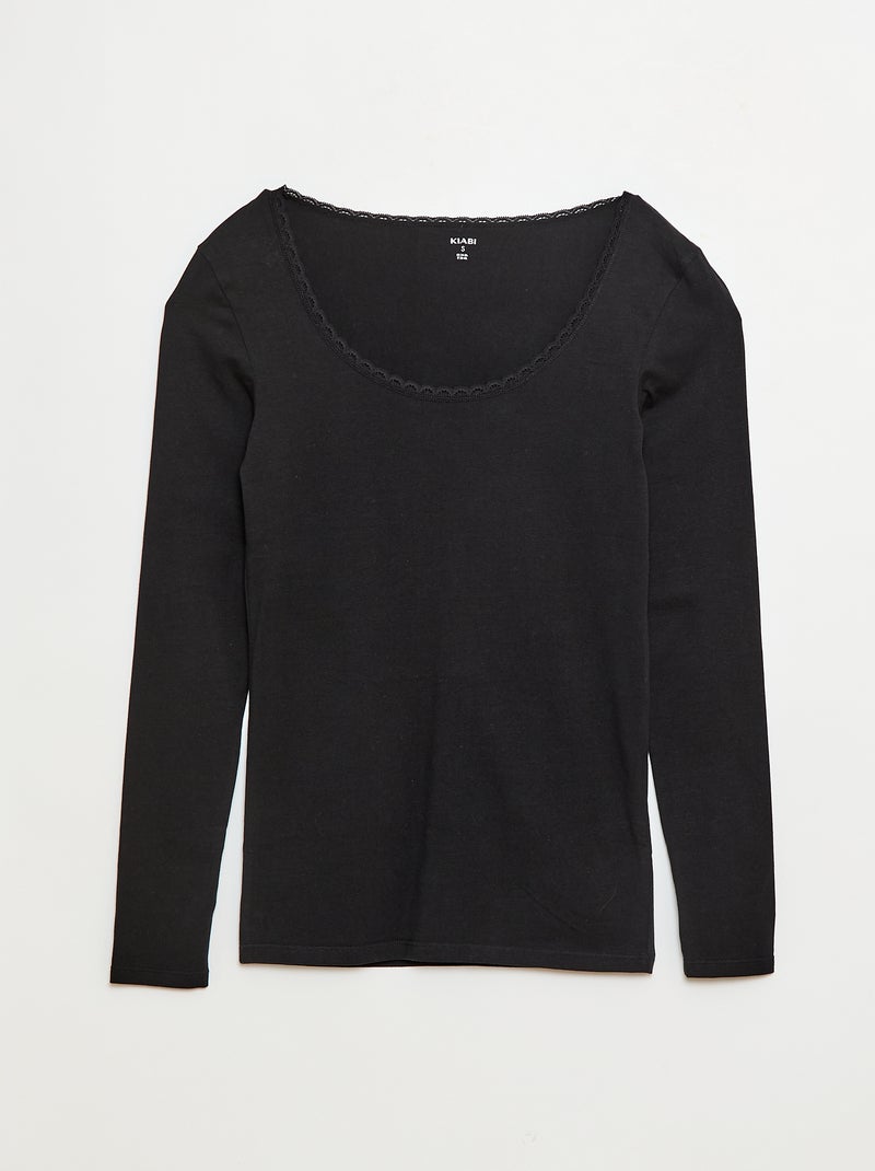 T-shirt à manches longues sous-vêtement Noir - Kiabi