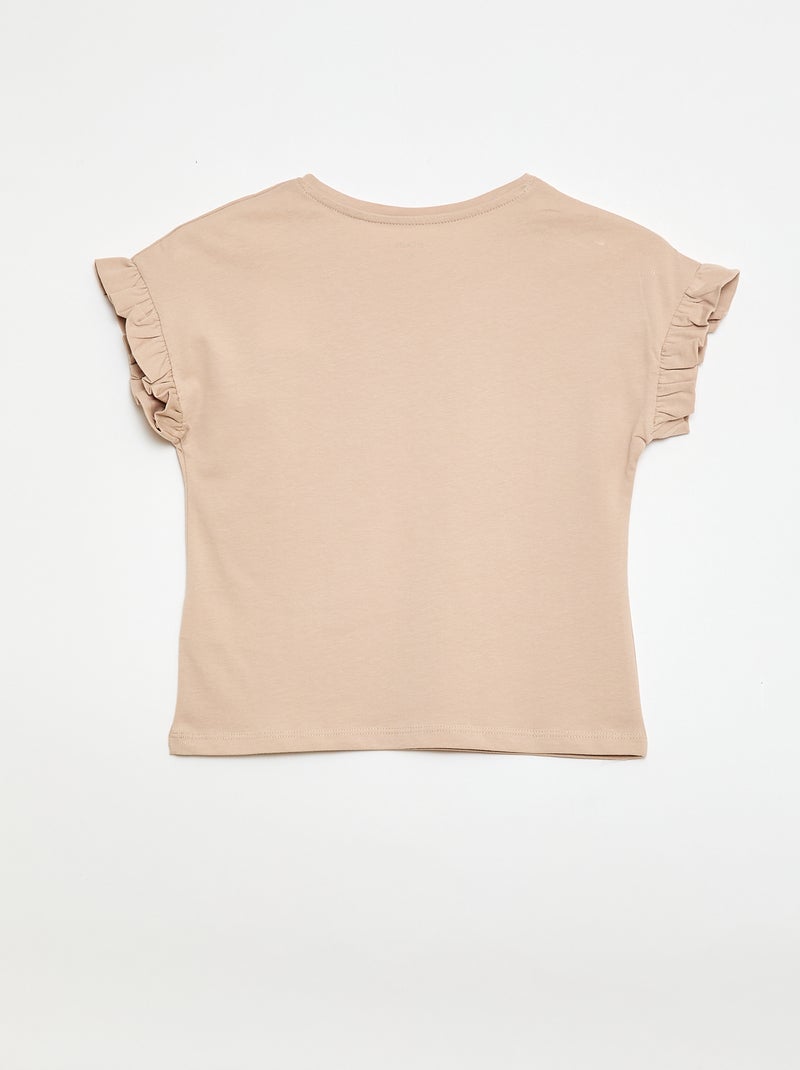 T-shirt à manches volantes Beige - Kiabi