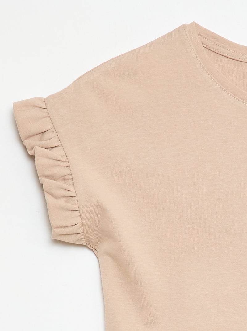 T-shirt à manches volantes Beige - Kiabi