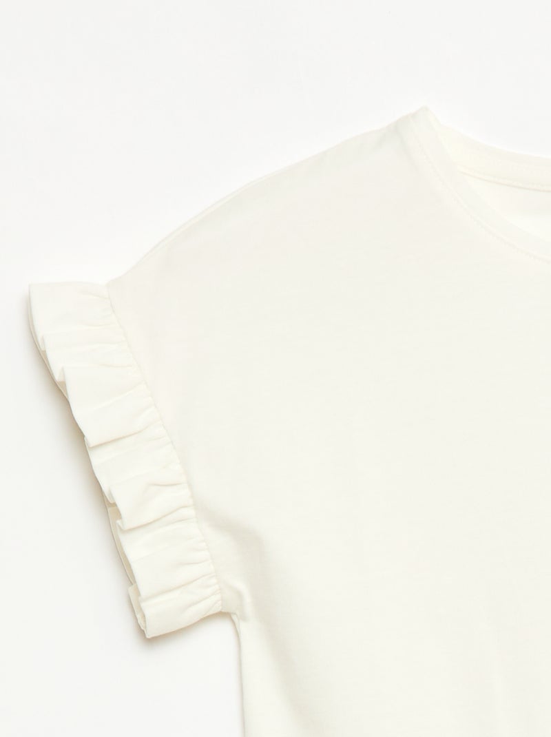 T-shirt à manches volantes Blanc - Kiabi