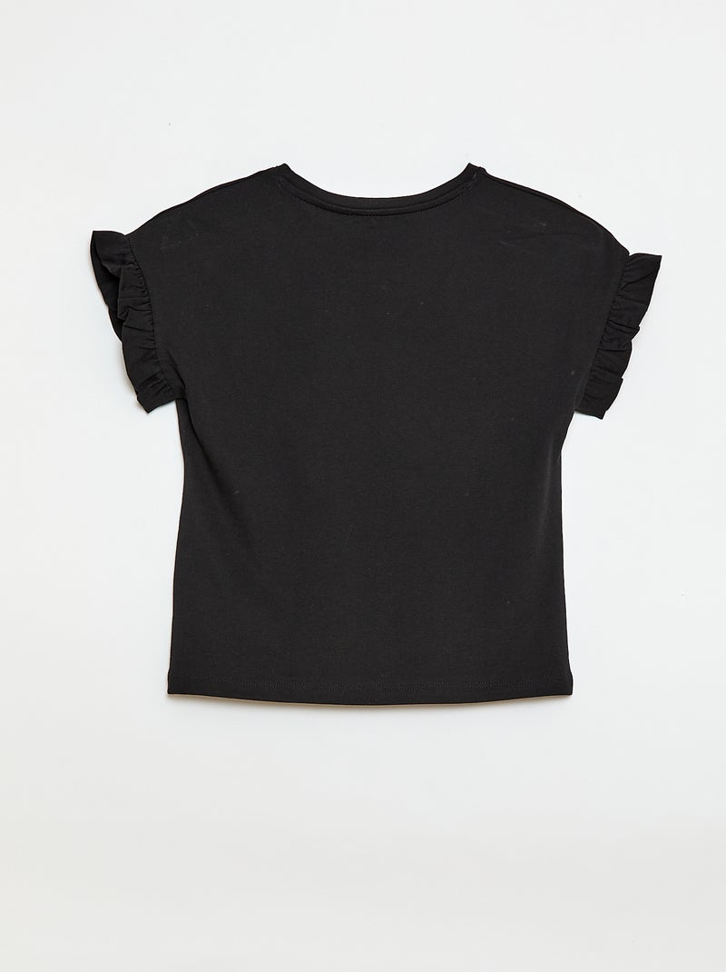 T-shirt à manches volantes Noir - Kiabi