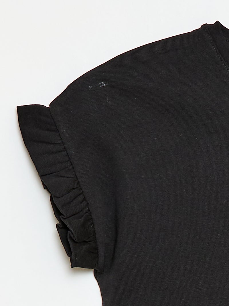 T-shirt à manches volantes Noir - Kiabi