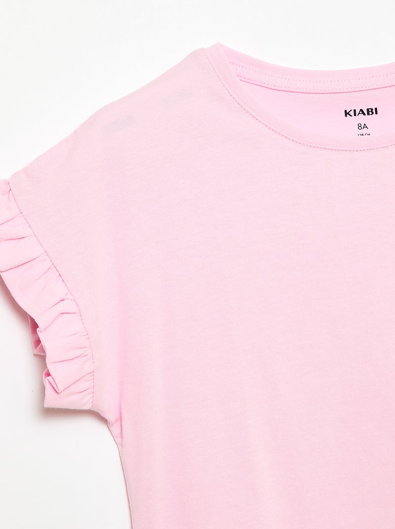 T-shirt à manches volantes Rose - Kiabi