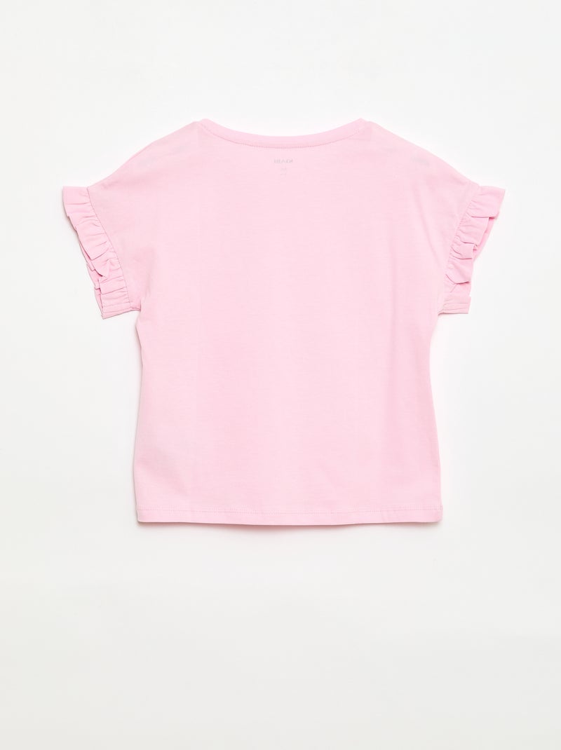 T-shirt à manches volantes Rose - Kiabi