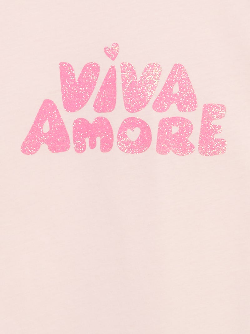 T-shirt a maniche corte con decorazione Rosa - Kiabi