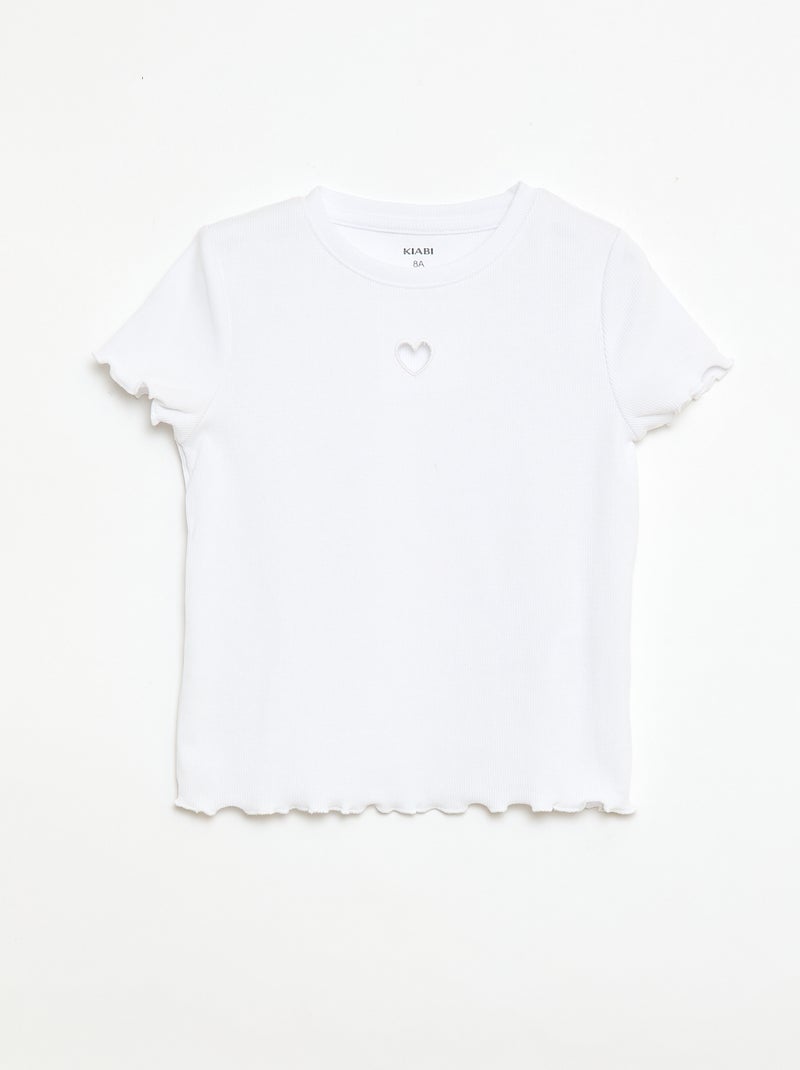 T-shirt a maniche corte con dettaglio traforato Bianco - Kiabi