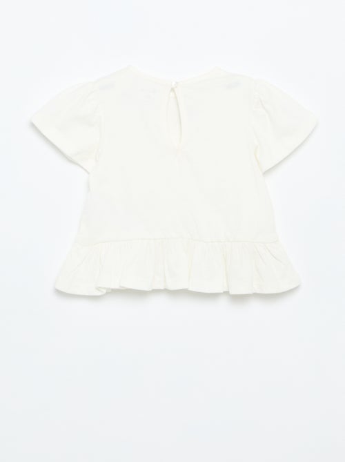 T-shirt a maniche corte con ricami e orlo a balze - Kiabi
