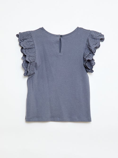 T-shirt a maniche corte con ricami inglesi - Kiabi