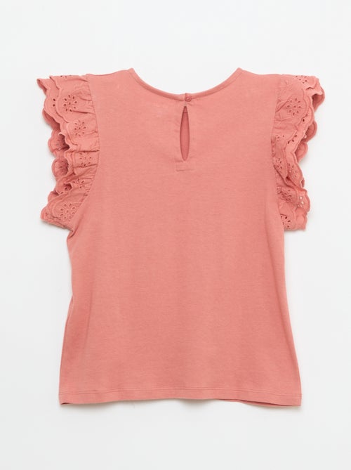 T-shirt a maniche corte con ricami inglesi - Kiabi