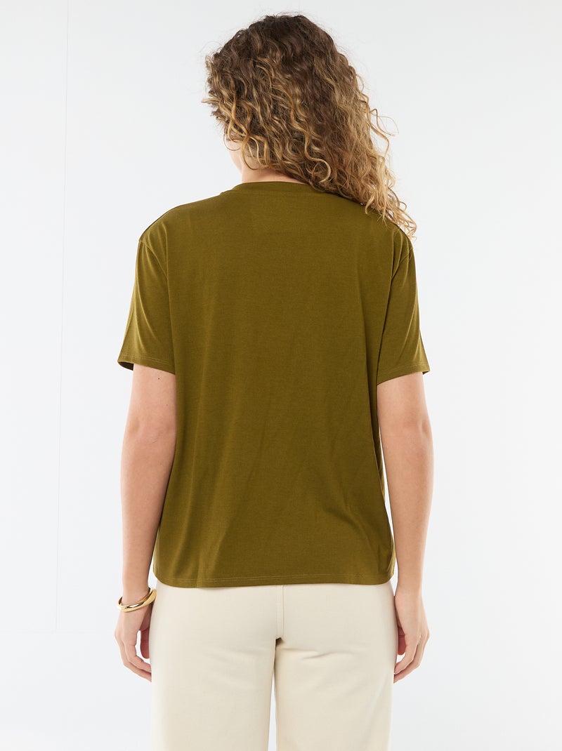 T-shirt a maniche corte con scollo a V Verde - Kiabi