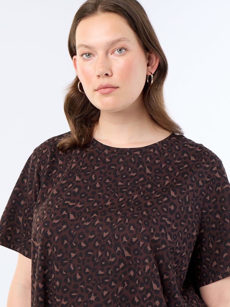 T-shirt a maniche corte con stampa Marrone - Kiabi