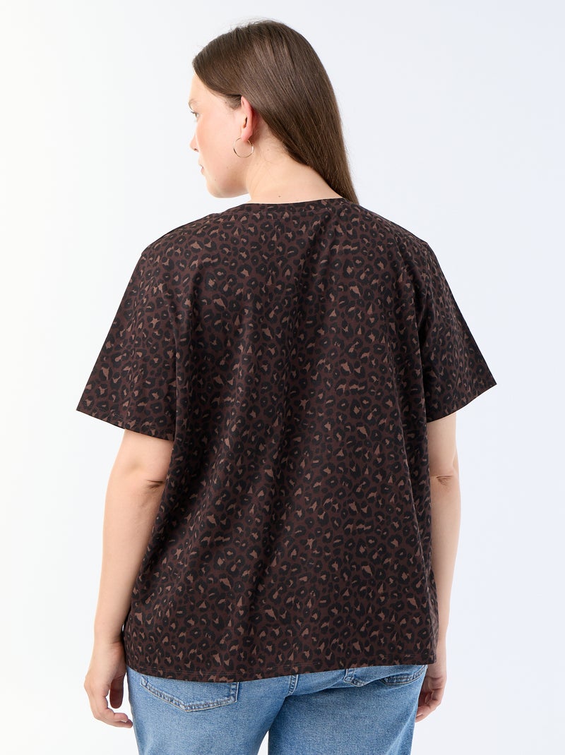 T-shirt a maniche corte con stampa Marrone - Kiabi