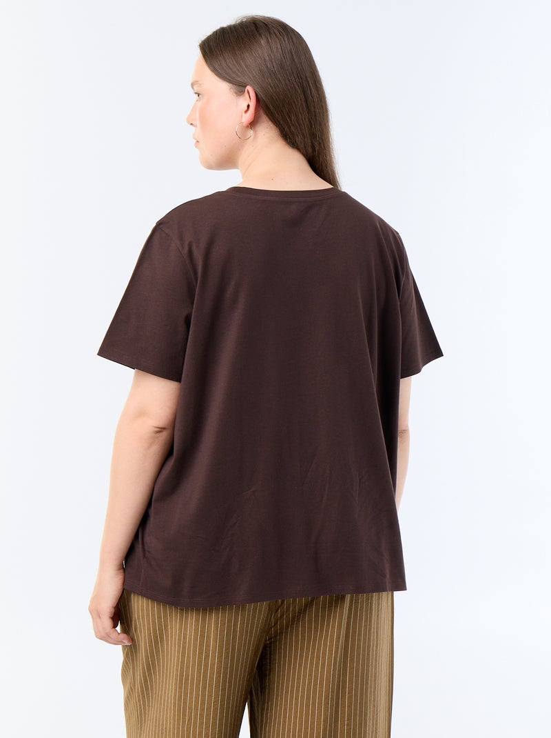 T-shirt a maniche corte con stampa Marrone - Kiabi