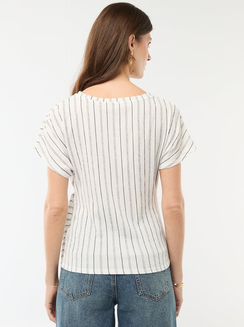 T-shirt a maniche corte drappeggiato con nodo in maglia crêpe - Kiabi