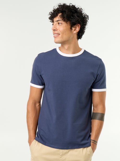 T-shirt a maniche corte e bordi a contrasto - Kiabi