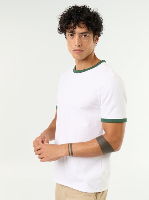T-shirt a maniche corte e bordi a contrasto - Kiabi