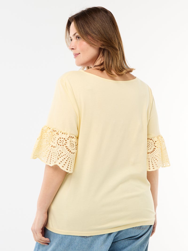 T-shirt a maniche corte in macramè Giallo - Kiabi