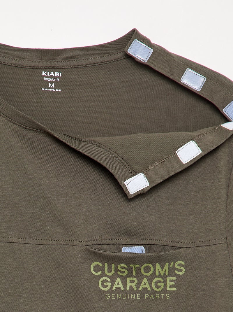 T-shirt a maniche corte stampata - collezione facile da indossare Kaki - Kiabi