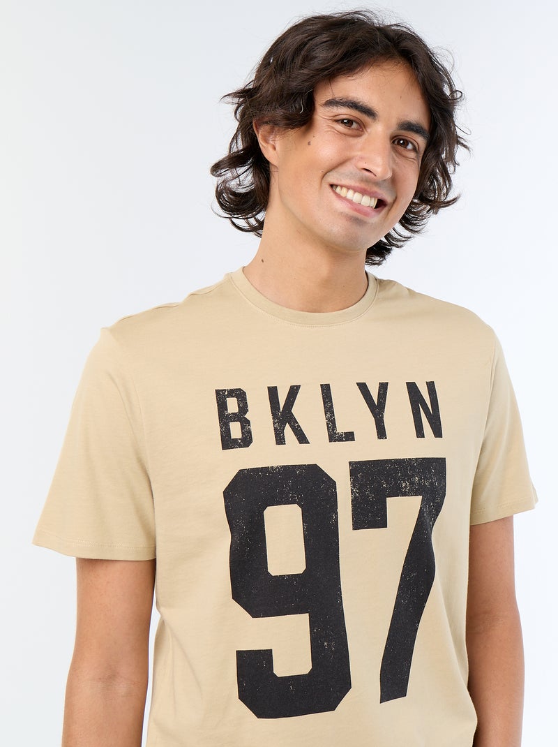 T-shirt a maniche corte stampata Beige - Kiabi