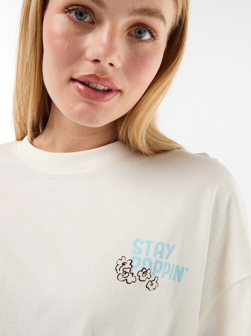 T-shirt a maniche corte stampata fronte-retro Bianco - Kiabi